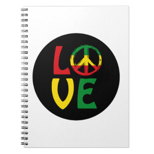 LIEBE Reggae mit Friedenssymbol Notizblock