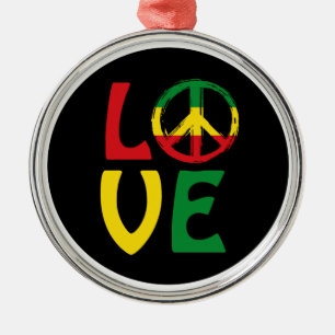 LIEBE Reggae mit Friedenssymbol Ornament Aus Metall