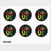 LIEBE Reggae mit Friedenssymbol Runder Aufkleber (Blatt)