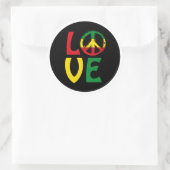 LIEBE Reggae mit Friedenssymbol Runder Aufkleber (Tasche)