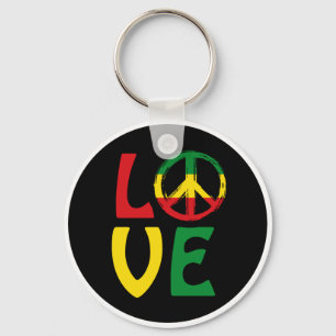 LIEBE Reggae mit Friedenssymbol Schlüsselanhänger