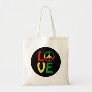 LIEBE Reggae mit Friedenssymbol Tragetasche