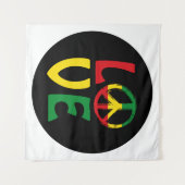 LIEBE Reggae mit Friedenssymbol Wandteppich (Vorderseite (Horizontal))