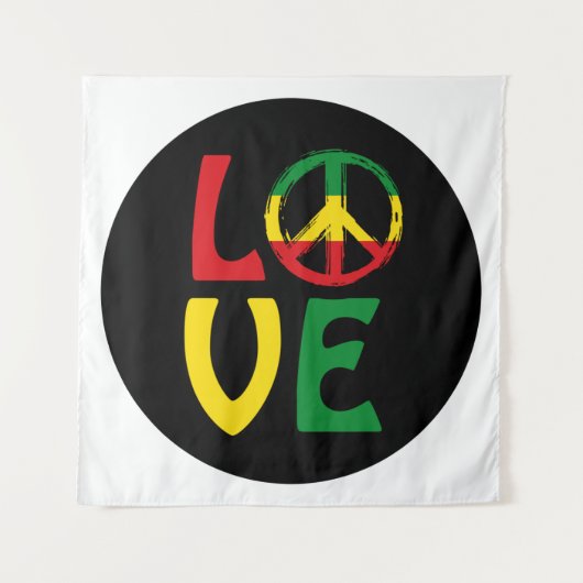 LIEBE Reggae mit Friedenssymbol Wandteppich (Vorderseite)