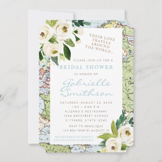 Liebe Reisen Blumenkarte Brautparty Einladung (Vorderseite)