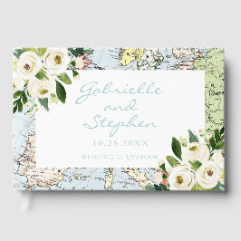 Liebe Reisen Blumenkarte Romantische Landkarte Gästebuch