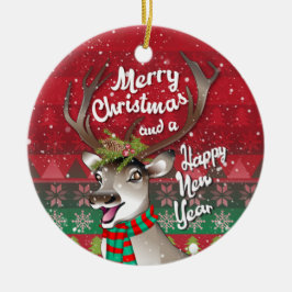 Liebe Rentier - Frohe Weihnachten und glückliches  Keramik Ornament