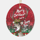 Liebe Rentier - Frohe Weihnachten und glückliches Keramik Ornament (Links)