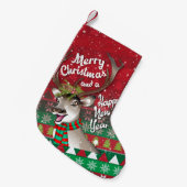 Liebe Rentier - Frohe Weihnachten und glückliches  Kleiner Weihnachtsstrumpf (Vorderansicht (hängend))