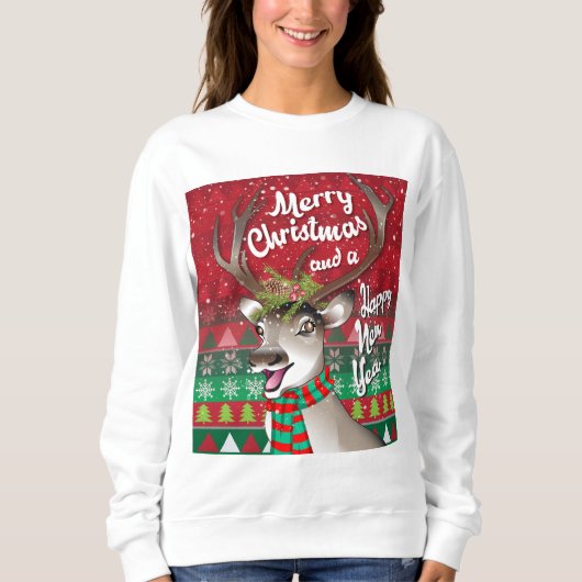 Liebe Rentier - Frohe Weihnachten und glückliches Sweatshirt (Vorderseite)