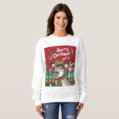 Liebe Rentier - Frohe Weihnachten und glückliches  Sweatshirt (Vorne ganz)