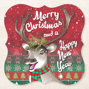 Liebe Rentier - Frohe Weihnachten und glückliches Untersetzer