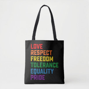 Liebe Respekt Freiheit Toleranz Gleichheit Stolz Tasche
