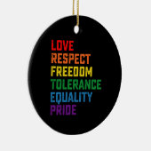 Liebe respektiert Freiheit Toleranz Gleichheit Pri Keramik Ornament (Rechts)