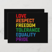 Liebe respektiert Freiheit Toleranz Gleichheit Pri Postkarte (Vorne/Hinten)