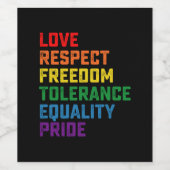 Liebe respektiert Freiheit Toleranz Gleichheit Pri Weinetikett (Einzelnes Label)