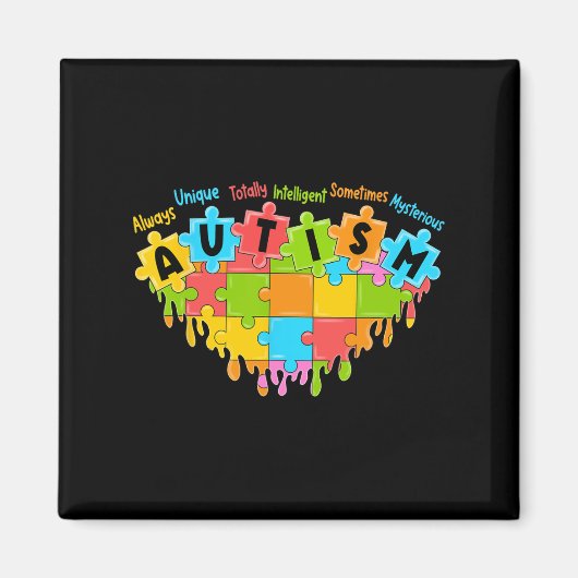 Liebe Retro Autismus Bewusstsein Magnet (Vorne)