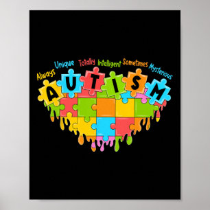 Liebe Retro Autismus Bewusstsein Poster