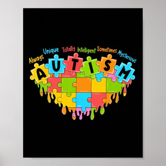 Liebe Retro Autismus Bewusstsein Poster (Vorne)