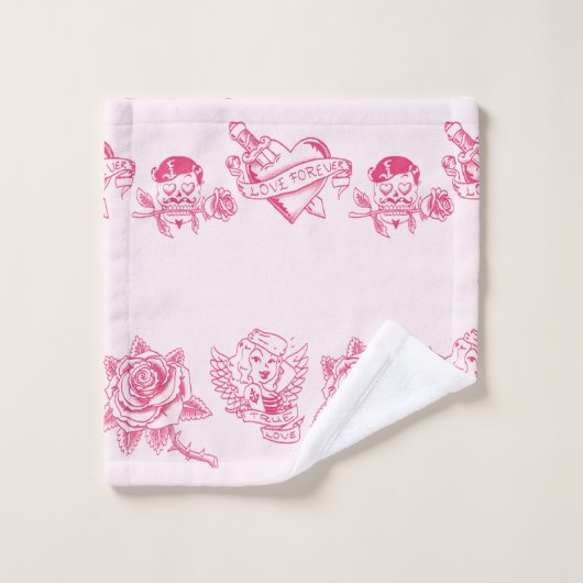 Liebe Retro Badhandtuch Set (Waschlappen)