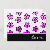 Liebe: Retro-Blumengestalt: Postkarte (Vorne/Hinten)