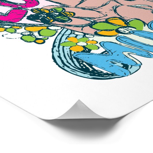 Liebe-Retro-Hippie-Vektorart Poster (Ecke)