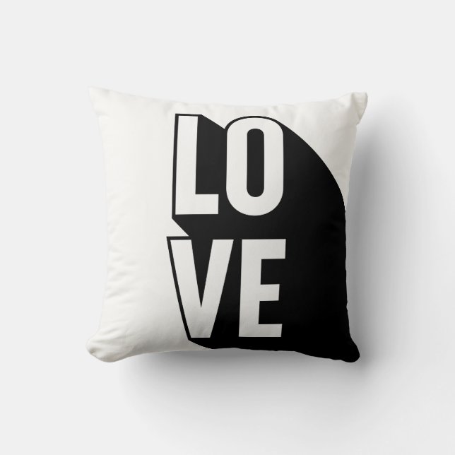 Liebe Retro Long Shadow Typografie Kissen (Vorderseite)