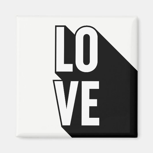 Liebe Retro Long Shadow Typografie Magnet (Vorne)
