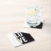 Liebe Retro Long Shadow Typografie Rechteckiger Pappuntersetzer (Vor Ort)