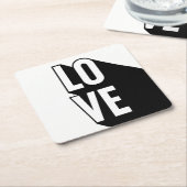 Liebe Retro Long Shadow Typografie Rechteckiger Pappuntersetzer (angewinkelt)