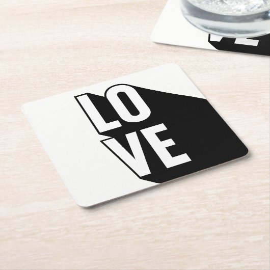 Liebe Retro Long Shadow Typografie Rechteckiger Pappuntersetzer (angewinkelt)