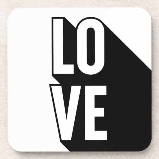 Liebe Retro Long Shadow Typografie Untersetzer (Vorderseite)
