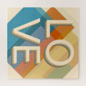 "Liebe" Retro-Moderne geometrische Farben Puzzle (Horizontal)