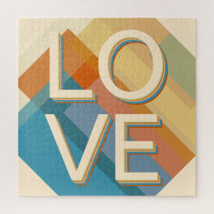 "Liebe" Retro-Moderne geometrische Farben Puzzle
