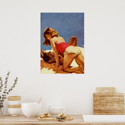 Liebe - Retro-Pulsabdeckung Art Poster (Küche)