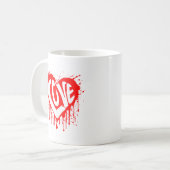 Liebe Retro Rotes Herz Valentine Weißer Text Kaffeetasse (Vorderseite Links)