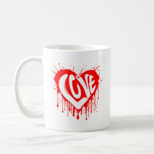 Liebe Retro Rotes Herz Valentinstag Weißer Text Kaffeetasse