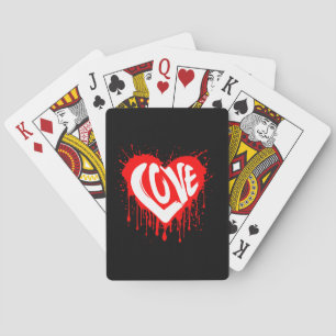 Liebe Retro Rotes Herz Valentinstag Weißer Text Spielkarten