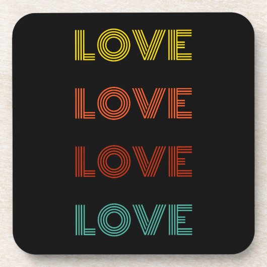 Liebe Retro Typografie Getränkeuntersetzer (Vorderseite)