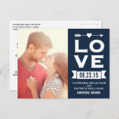 LIEBE Retro Typografie | Save the Date Postkarte (Vorne/Hinten)
