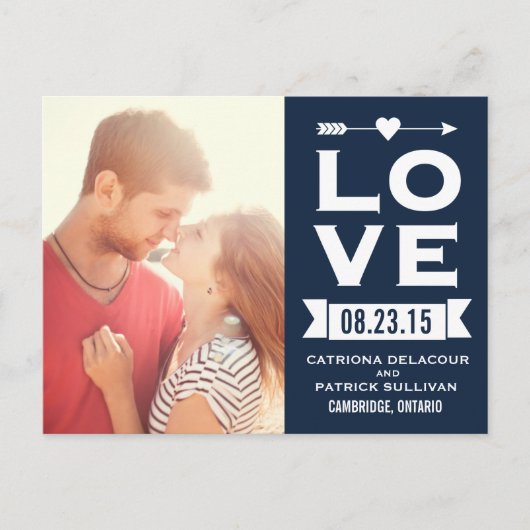 LIEBE Retro Typografie | Save the Date Postkarte (Vorderseite)