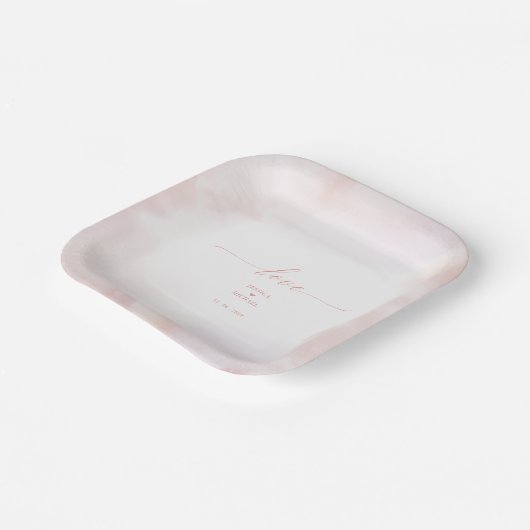 Liebe | Rezeption für Hochzeiten in Rosa Herz und Pappteller (Gewinkelt)