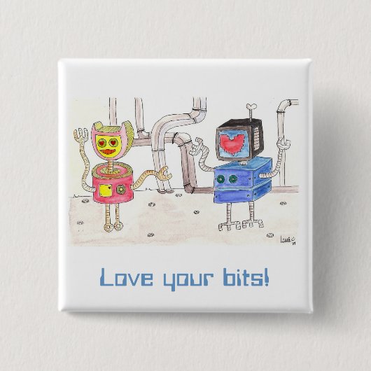 Liebe-Roboter Button (Vorderseite)