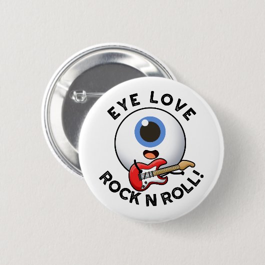 Liebe Rock and Roll Funny Eyeball Puff Button (Vorne & Hinten)
