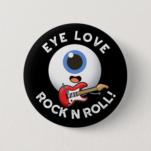 Liebe Rock and Roll Funny Eyeball Puff Dark BG Button (Vorderseite)