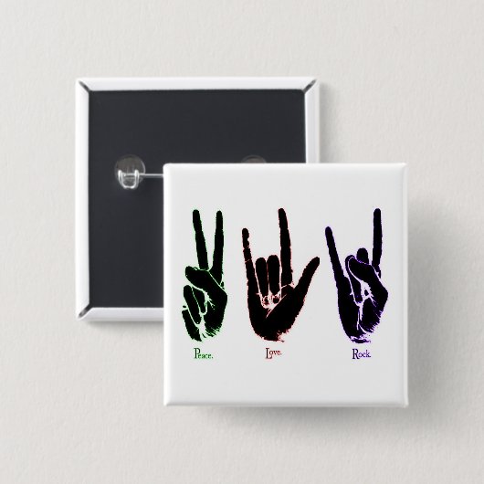 Liebe Rock Sign Language Square Button (Vorne & Hinten)