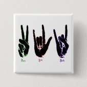 Liebe Rock Sign Language Square Button (Vorderseite)