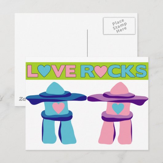 Liebe Rocks Postkarte (Vorne/Hinten)