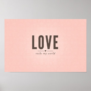 Liebe rockt mein Weltposter in rosa Damaskus Poster