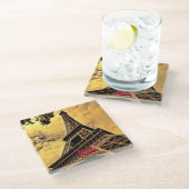 Liebe & Romantik Stadt Paris Eiffelturm Frankreich Glasuntersetzer (Schrägansicht)